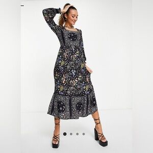 Never Fully Dressed dolly print dress in black.